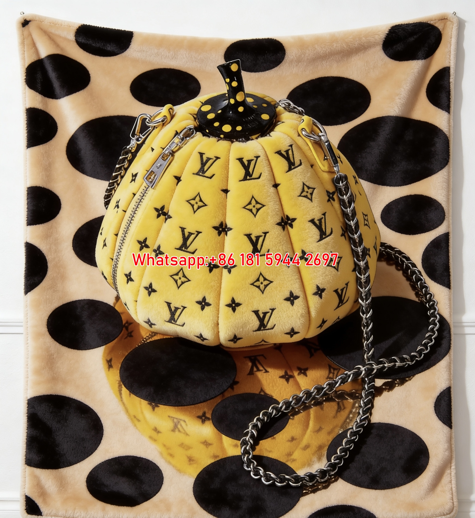 LV x Yayoi Kusama Pumpkin Blanket Yellow LV Pumpkin Flannel Throw 042